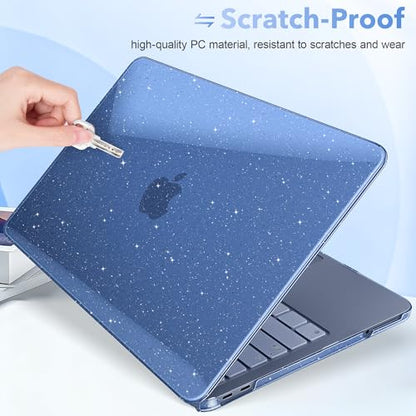 May Chen Compatible with MacBook Neo 13 inch Case 2026 Model A3404, Plastic Hard Shell,Keyboard Cover,Screen Protector,Dust Plug, for MacBook Neo 13" with A18 Pro Chip, Glitter Indigo - color: Glitter Indigo