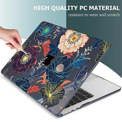 Mektron for 2026/2025/2024/2023 MacBook Air 15 INCH M5 A3448 /M4 A3241 /M3 A3114 /M2 A2941 Case, Printed Plastic Hard Shell Cover with 15.3" Liquid Retina Display Touch ID, Dahlia Flowers - color: Dahlia Flowers