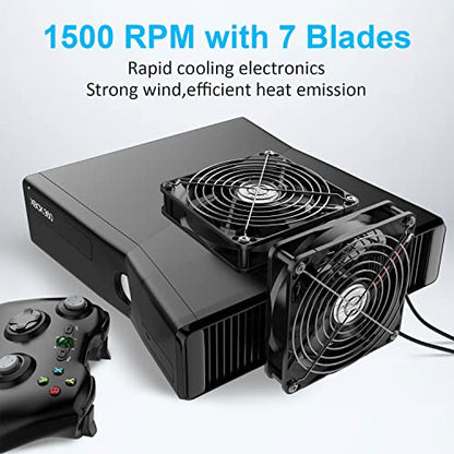 ELUTENG Dual 120mm USB Fan with 3 Speeds 5V Ventilator Fan Portable Cooling Fan Rechargeable Compatible for Laptop Receiver DVR Playstation Xbox Desk Computer Cabinet Cooling | USB Fan Rechargeable Compatible for Laptop Receiver DVR Playstation Xbox Desk