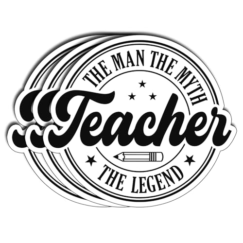 (3Pcs) The Man The Myth The Legend Teacher Sticker Funny Appreciation Quote Vinyl Waterproof Decal for Laptop Tumbler Notebook Teacher Gifts for Men Male Educators Classroom Use Size 2.8" x3" - color: The Man the Myth the Legend Teacher