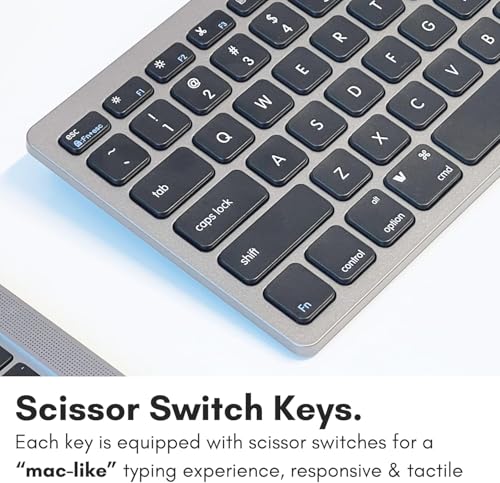 Macally Small USB Wired Keyboard for Mac and Windows - 78 Scissor Keys, 13 Shortcut Compatible Apple Keyboard - Mini Compact USB Computer Keyboard That Saves Space and Looks Great - Space Grey - color: Space Gray