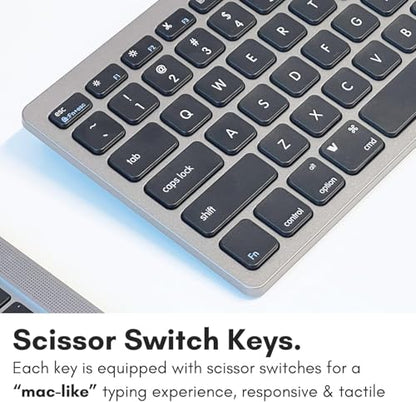 Macally Small USB Wired Keyboard for Mac and Windows - 78 Scissor Keys, 13 Shortcut Compatible Apple Keyboard - Mini Compact USB Computer Keyboard That Saves Space and Looks Great - Space Grey - color: Space Gray