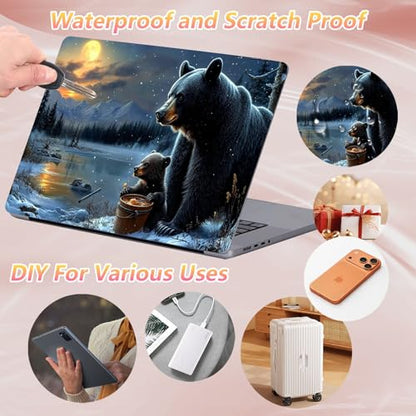 Laptop Skin Sticker Decal 12" 13" 13.3" 14" 15" 15.6",Waterproof Scratch Resistant Vinyl,Reusable Easy to Apply,for MacBook HP Dell Notebooks Netbooks Laptop,2 Wrist Pads,Cute Bear Forest - color: Cute Bear Forest