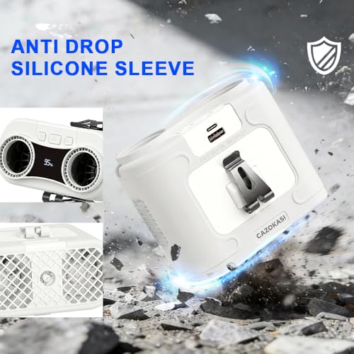 CAZOKASI 2026 Upgrade 20000mAh Waist Clip Fan Wearable Fan Portable Personal Body Fan Powerful Upto 36H Cooling and Heatstroke Prevention Fan - size: 20000mAh/ full white