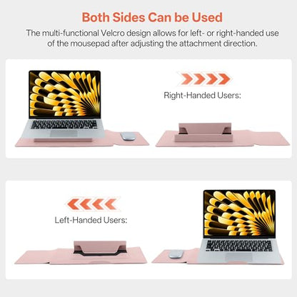 13-14 Inch Protective Laptop Sleeve Case with Stand, for MacBook Pro 14'' M5~M1, Pro/Max(2026-2021), MacBook Air 13.6'' M5-M2, (2026-2022), iPad Air/Pro Surface, PU Leather Laptop Case (13"-14" Pink) - color: Pink, size: 13-14 Inch