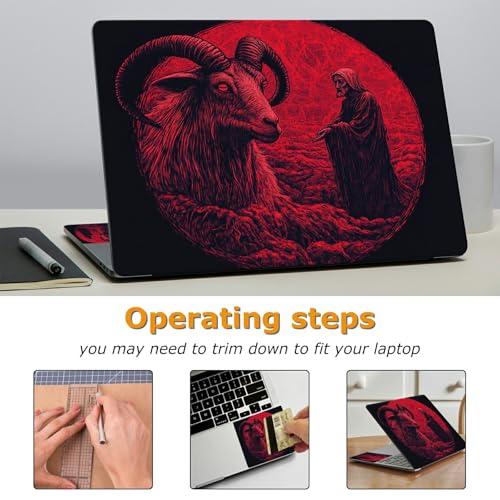 Universal Laptop Skin Sticker with 2 Wrist Pad Decals, 3-Piece Removable Vinyl Laptop Cover, Skull Sheep Waterproof Anti-Scratch, Easy-Trim Fit for 13.3" 14" 15.6" Laptops - color: Skull Sheep