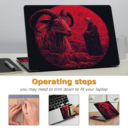 Universal Laptop Skin Sticker with 2 Wrist Pad Decals, 3-Piece Removable Vinyl Laptop Cover, Skull Sheep Waterproof Anti-Scratch, Easy-Trim Fit for 13.3" 14" 15.6" Laptops - color: Skull Sheep