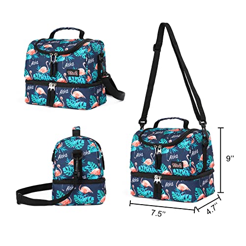 Tilami Rolling Backpack 18 inch Double Handle with Lunch Bag Wheeled Kids Backpack, Flamingo Black - color: Flamingo Black