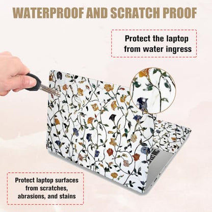 PLIGREAT 15 Inch Laptop Skin Sticker Decal, Vines Flower Laptop Sticker Decals Fits 12" to 15" Laptops Cutable Universal Waterproof Removable Notebook Art Protector, White Green - color: White Green
