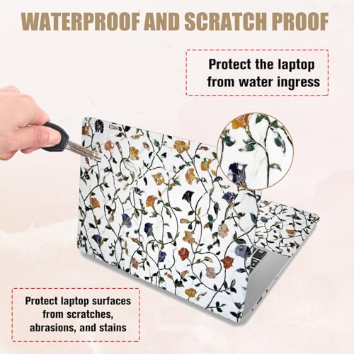 PLIGREAT 15 Inch Laptop Skin Sticker Decal, Vines Flower Laptop Sticker Decals Fits 12" to 15" Laptops Cutable Universal Waterproof Removable Notebook Art Protector, White Green - color: White Green