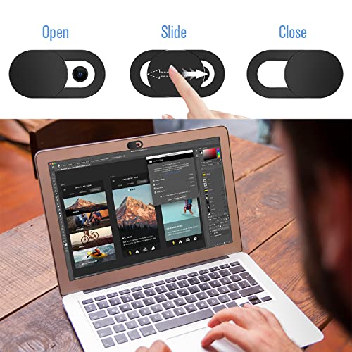 Toojcc Laptop Camera Cover Slide, [8 Pack] Ultra-Thin Webcam Cover Compatible with Camera for MacBook,Laptop,PC,Computer,iMac,iPad etc. 0.022in Thick Web Blocker Protect Your Privacy and Security - color: 4 Pack Black 4 Pack White