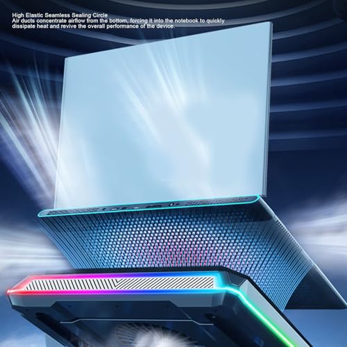 Jectse Laptop Fast Cooling Pad, RGB Gaming Notebook Cooler with 360 Cooling Design, 5.5 inch Fan, 7 Color Options, 10 Lighting Modes, 5 Heights