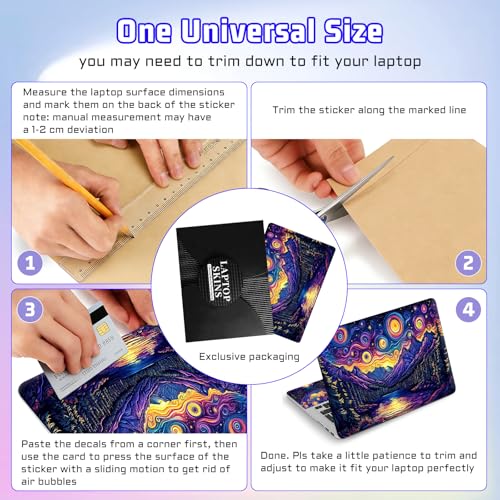 Universal Laptop Skin Sticker Decal, Compatible with MacBook HP Dell Lenovo 12"-15.6", Reusable Vinyl Notebook Cover 3PCS Set, High-Recognition Film-Van Gogh Style Starry Night Lake - color: Van Gogh Style Starry Night Lake