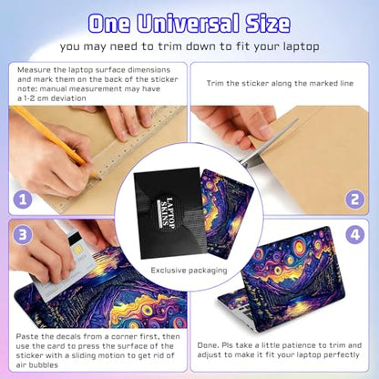 Universal Laptop Skin Sticker Decal, Compatible with MacBook HP Dell Lenovo 12"-15.6", Reusable Vinyl Notebook Cover 3PCS Set, High-Recognition Film-Van Gogh Style Starry Night Lake - color: Van Gogh Style Starry Night Lake