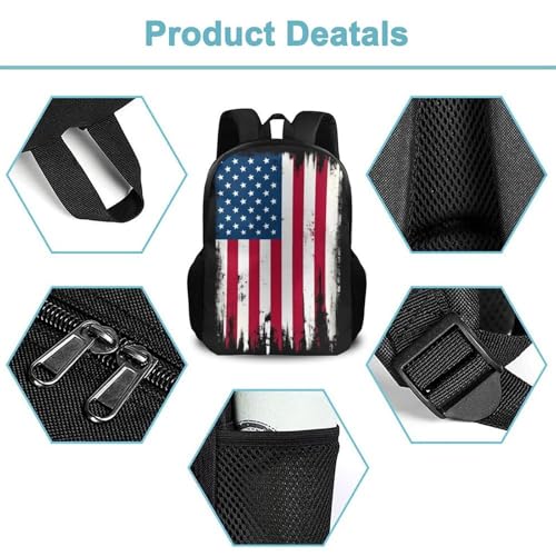 Large Durable Travel Laptop Backpack, Water Resistant College Bag, Computer Bag For Women Men Grunge USA American Flag - color: Color569