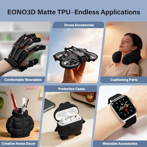 TPU Filament Matte 95A 1.75mm, 1kg - Shore 95A Flexible & Durable TPU, Matte Black，Low-Gloss Matte Finish, Minimal Layer Lines, for Phone Cases, Wearables & Functional Parts - color: Matte Black Tpu