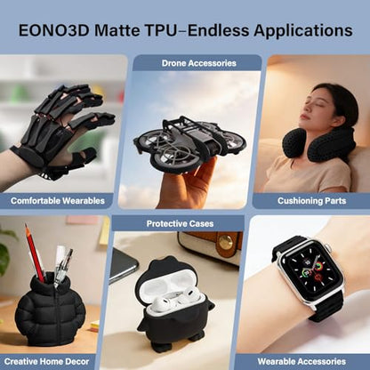 TPU Filament Matte 95A 1.75mm, 1kg - Shore 95A Flexible & Durable TPU, Matte Black，Low-Gloss Matte Finish, Minimal Layer Lines, for Phone Cases, Wearables & Functional Parts - color: Matte Black Tpu