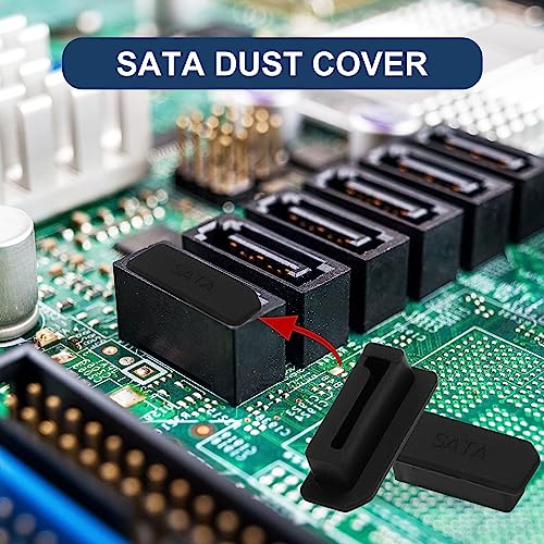 uxcell 10Pcs SATA Dust Plugs, Black Silicone Dust-Proof Stoppers for Laptop, Desktop Computer, Server SATA Ports