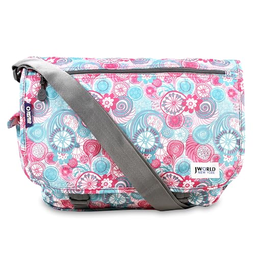 J World New York Terry Messenger Bag for Women Girls School Kids - color: Blue Raspberry