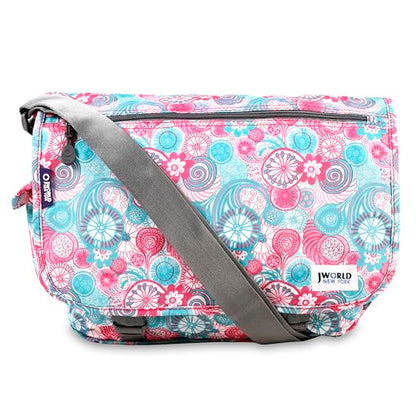 J World New York Terry Messenger Bag for Women Girls School Kids - color: Blue Raspberry