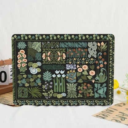 iCasso for MacBook Air 13.6 inch Case M5 2026 M4 2025 M3 M2 2024-2022 Model A3449 A3240 A3113 A2681, Flower Pattern Sturdy Protective Hard Shell Cover for Mac Book Air 13 inch, Black Plant - color: Black Plant