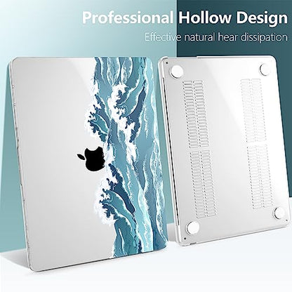 TWOLSKOO for MacBook Air 13 inch Case M5 2026 M4 2025 M3 M2 2024-2022 A3449 A3240 A3113 A2681, Plastic Hard Shell & Keyboard Cover & Screen Film for MacBook Air 13.6 inch Case, Ocean - color: Ocean