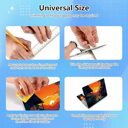 Universal Laptop Skin Sticker Decal for 11.6”12" 13" 13.3" 14" 15" 15.4" 15.6" Reusable Waterproof Scratch-Scratch Resistant Protective Vinyl Laptop Notebook Skin Stickers - Mountain Sunrise and Cat - color: Mountain Sunrise and Cat