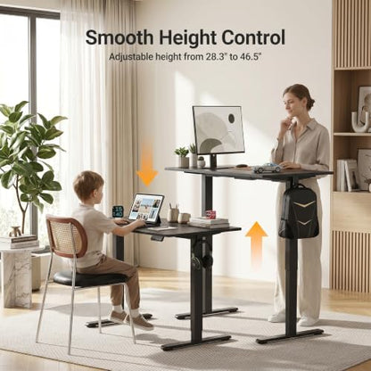 Claiks Electric Height Adjustable Standing Desk, 40x24 Inch, Deep Black | Smooth Height Adjustment, 4 Memory Presets, Cable Management Hub&Hook, Stable Steel Frame, 176lbs Capacity, Easy Assembly - color: Deep Black, size: 40