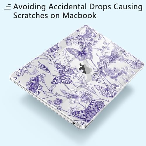 for MacBook Pro 13 inch Case 2022 M2 A2338 2020 Release– Fashionable Lightweight Floral Design Transparent HD Clear Laptop Shell, with TPU Keyboard Cover & OTG Adapters, Butterfly Blue - color: Butterfly Blue