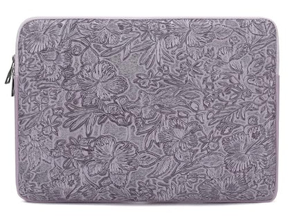Embossing Floral Pattern PU Leather Laptop Sleeve Case with Pocket MacBook Air 13 inch,iPad Pro 13 inch and 12.5 inch-13.6 inch Notebook Computer Laptop (Purple PU) - color: Purple PU, size: 12.5 inch-13.5 inch