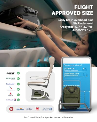 Arcoyard Underseat Carry On Luggage with Wheels, Airline Approved Personal Item Luggage, 16-Inch Multi-functional Underseat Luggage, Lightweight Overnight Suitcase for Women, Bussiness, Travel, Green - color: Green