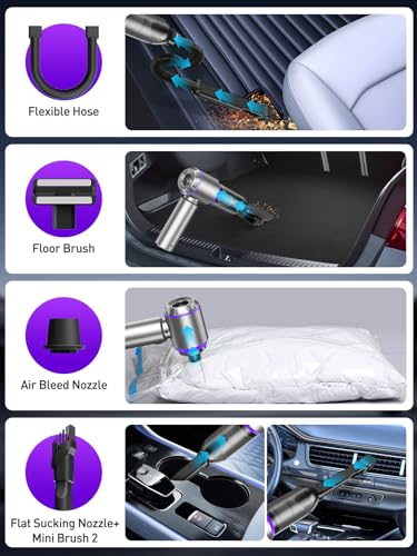 Vacuum/Air Duster 80,000RPM Super Power Mini Car Vacuum Cleaner | 4-in-1 air Blower Gun Air Duster & Air Blower & Pump Hand Electric air Duster Handheld dust Blower Blower Cordless