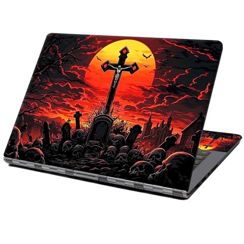 Laptop Skin Sticker Decal 12" 13" 13.3" 14" 15" 15.6",Waterproof Scratch Resistant Vinyl,Reusable Easy to Apply,for MacBook HP Dell Notebooks Netbooks Laptop,2 Wrist Pads,Cross Blood Moon - color: Cross Blood Moon