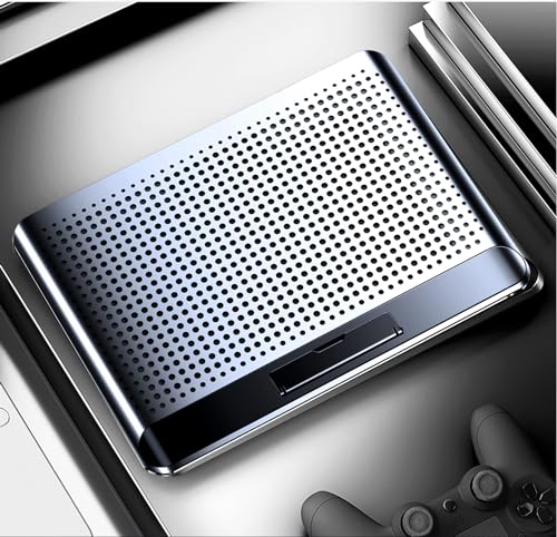 16inch Single Fan Lap Chill Mat - Aluminum Panel Laptop Cooling Pad, Heat Protection Laptop Cooler, Adjustable Foldable Long Stand, Fans Switch with dimmable-Speed, USB-A Connection Laptop Fan - color: Silver 1Fan 16inch