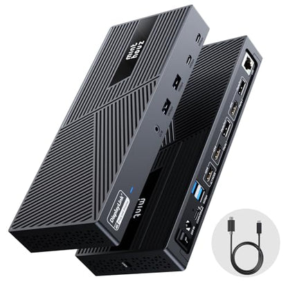 Minthouz DisplayLink Docking Station Triple Monitor 4K@60Hz, 14-in-1 USB C Dock for MacBook Dell HP Lenovo, 160W Adapter,100W PD Charging for Thunderbolt 5/4/3, 3HDMI,2DP, 6 USB A/C, LAN, Audio