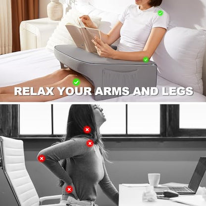 cooloo8 Lap Desk Pillow for Bed, Soft Arm Rest Pillow, Reading Lap Pillow, Memory Foam Reading Pillow, Laptop Lap Desk for arms for Reading, Working in Bed Couch(Grey) - size: Lap Desk Pillow - Small