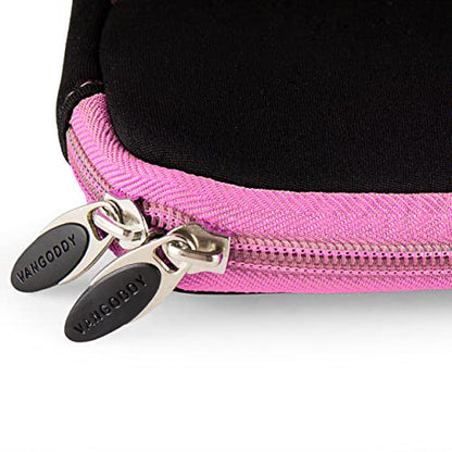 Neoprene Laptop Case | Lightweight Travel Protection | 13" Notebook Compatible Water Resistant Tech Sleeve (Baby Pink) - color: Black/baby Pink