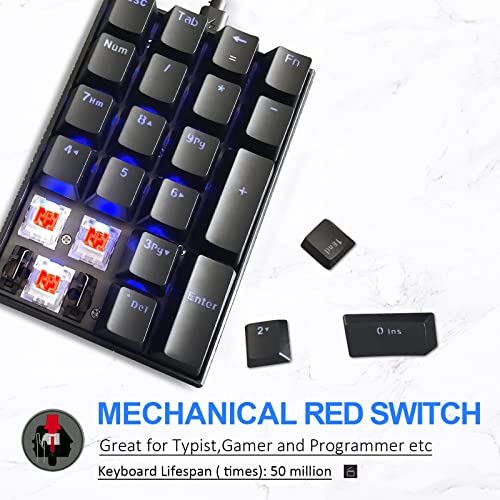 MOTOSPEED K23 Mechanical Numeric Keypad Red Switch Wired 21 Keys Mini Numpad Portable Gaming Keypad Extended Layout for Cashier - color: black