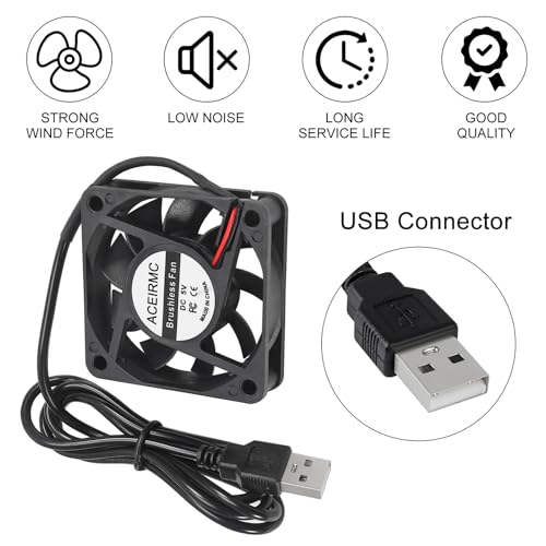 ACEIRMC 4pcs 6010 Fan 60x60x10mm DC 5V 60mm x 10mm Brushless Cooling Fan, Replacement Ball Bearing 60mm Fan for Cooling DIY PC Computer Case (6010 5V USB) - color: 6010 5V USB