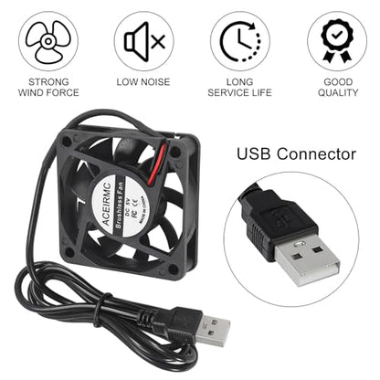 ACEIRMC 4pcs 6010 Fan 60x60x10mm DC 5V 60mm x 10mm Brushless Cooling Fan, Replacement Ball Bearing 60mm Fan for Cooling DIY PC Computer Case (6010 5V USB) - color: 6010 5V USB