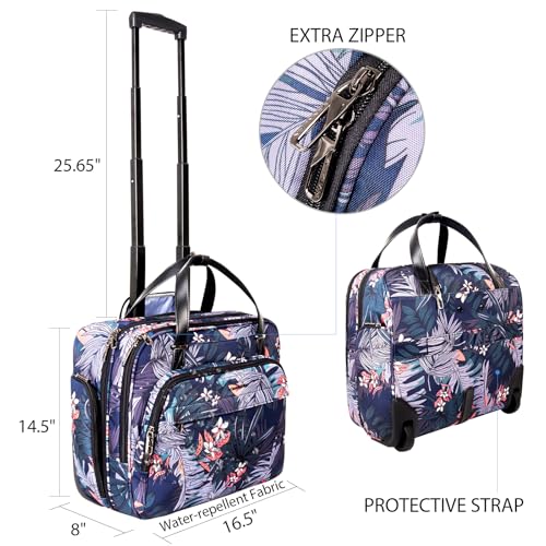 VANKEAN Rolling Laptop Bag Women with Wheels, Fits Up to 15.6 Inch Rolling Briefcase Water Repellent Rolling Computer Bag (Floral) - color: Floral