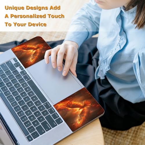Universal Laptop Skin Sticker with 2 Wrist Pad Decals, 3-Piece Removable Vinyl Laptop Cover, Fire Phoenix Waterproof Anti-Scratch, Easy-Trim Fit for 13.3" 14" 15.6" Laptops - color: Fire Phoenix
