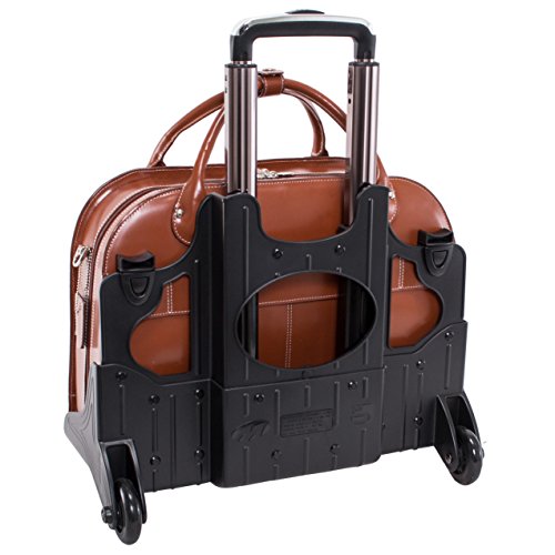 McKlein ROSEVILLE,15" Leather Detachable -Wheeled Ladies' Laptop/Computer & Tablet Business Briefcase Bag/Women's Rolling Overnight Travel Bag, Removable trolley case - color: Brown