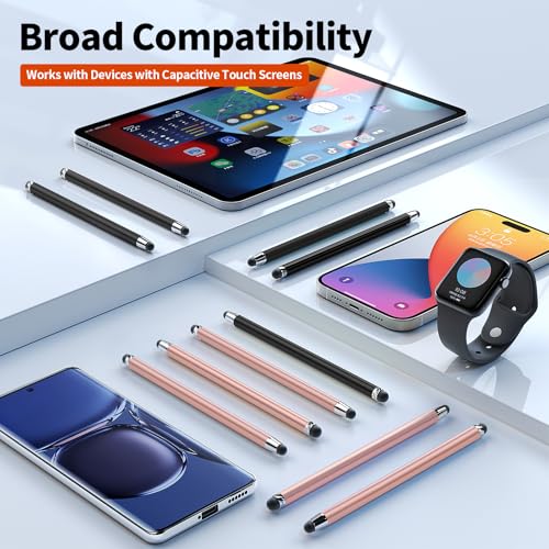 Stylus(10 PCS),Stylus Pen for Touchscreen,High Sensitivity & Precision | Universal Stylus,2-in-1 Rubber Tip,Touch Screens of iPhone/iPad/Android Tablets（Rose Gold & Black） - color: 5PCS Rose Gold & 5PCS Black