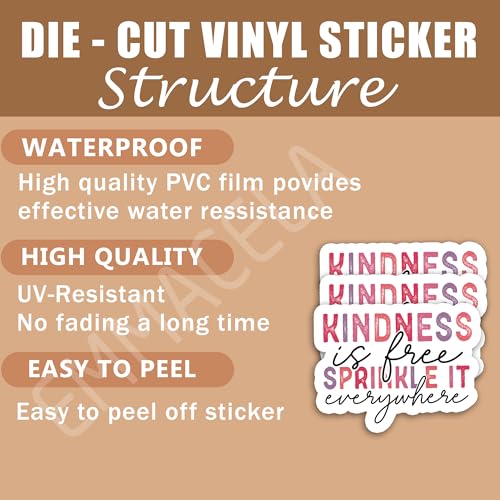 (3 Pack) Motivational Stickers - Kindness is Free Sprinkle It Everywhere – Inspirational Vinyl Decals with Positive Quotes for Laptops, Tumblers, Water Bottles, Scrapbooks - 3 x 2.3 Inch - color: Kindness is Free Sprinkle It Everywhere