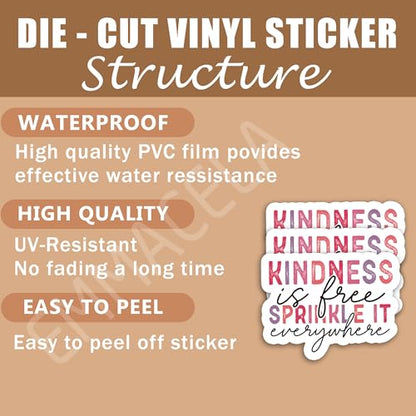 (3 Pack) Motivational Stickers - Kindness is Free Sprinkle It Everywhere – Inspirational Vinyl Decals with Positive Quotes for Laptops, Tumblers, Water Bottles, Scrapbooks - 3 x 2.3 Inch - color: Kindness is Free Sprinkle It Everywhere