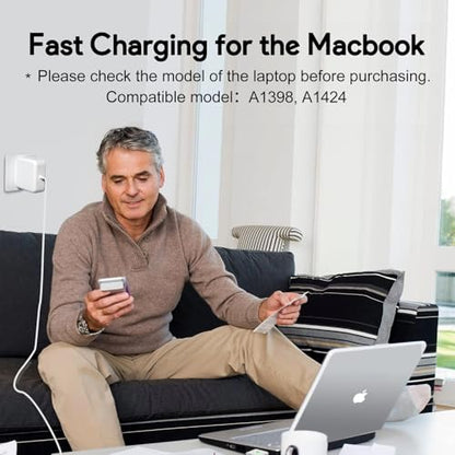 85W Mac Book Pro Charger,Charger Adapter with Fast Charging,Replacement AC 2T-Tip Connector Power Adapter,Laptop Charger Compatible with MacBook pro & Air 13 inch-15 inch Retina After Mid 2012