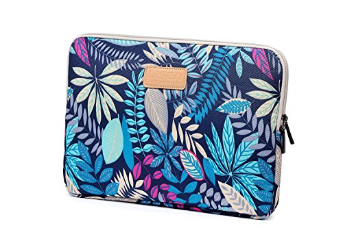 BSLVWG 11.6 Inch Laptop Sleeve Multi-Color & Size Choices Case/Water-Resistant Neoprene Notebook Computer Pocket Tablet Briefcase Carrying Bag/Pouch Skin Cover - color: Blue Leaves, size: 11.6 inch