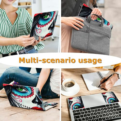 Universal Laptop Skin Sticker with 2 Wrist Pad Decals, 3-Piece Removable Vinyl Laptop Cover, Sugar Girl Skull Waterproof Anti-Scratch, Easy-Trim Fit for 13.3" 14" 15.6" Laptops - color: Sugar Girl Skull