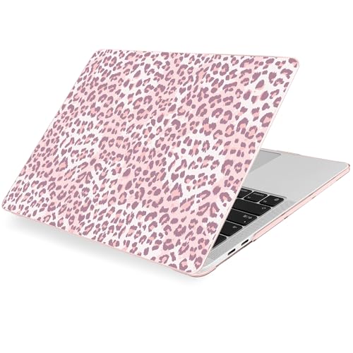 MecBevia Compatible with MacBook Pro 13 inch Case 2022 2021 2020 Release M2 M1 A2338 A2251 A2289, Plastic Hard Shell&Keyboard Cover&Screen Protector&Webcam Cover&Type-C Adapter, Pink Leopard Print - color: Pink Leopard Print